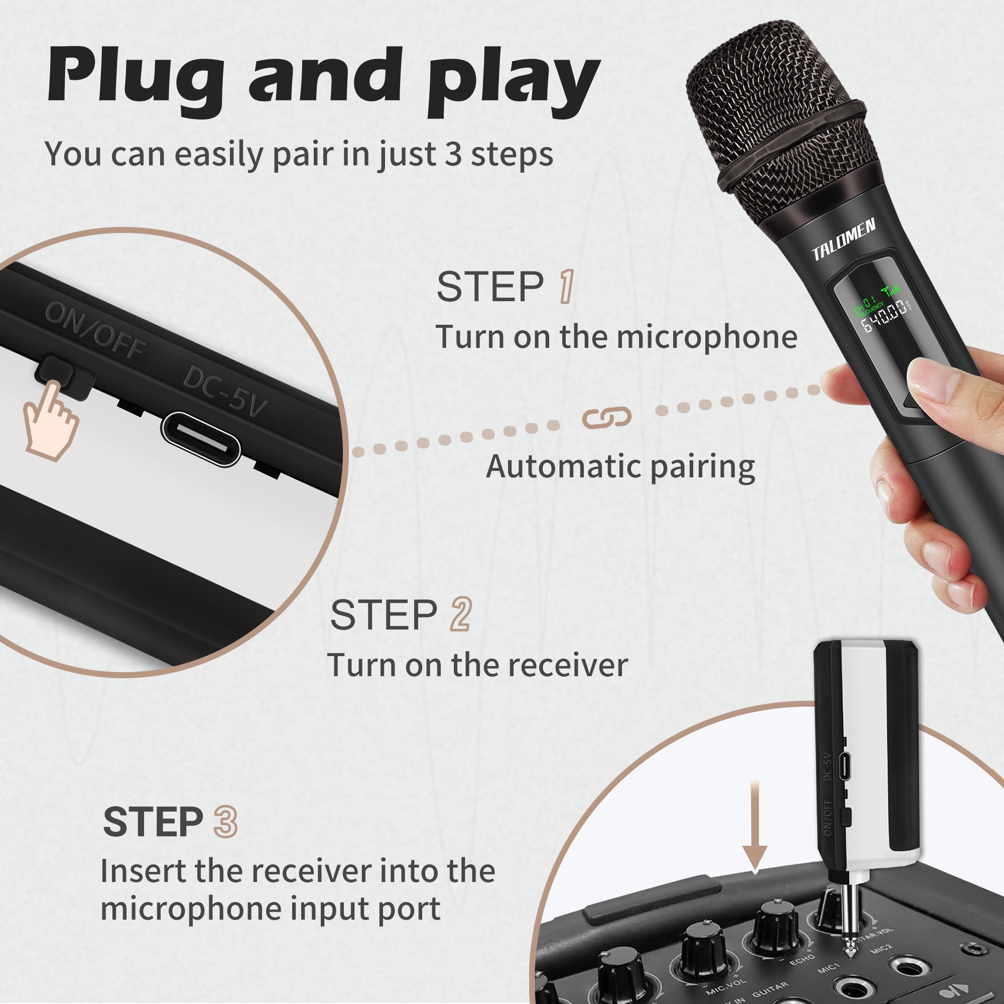 【🔥New 4-Mic Set】 Talomen Wireless Dynamic Microphone