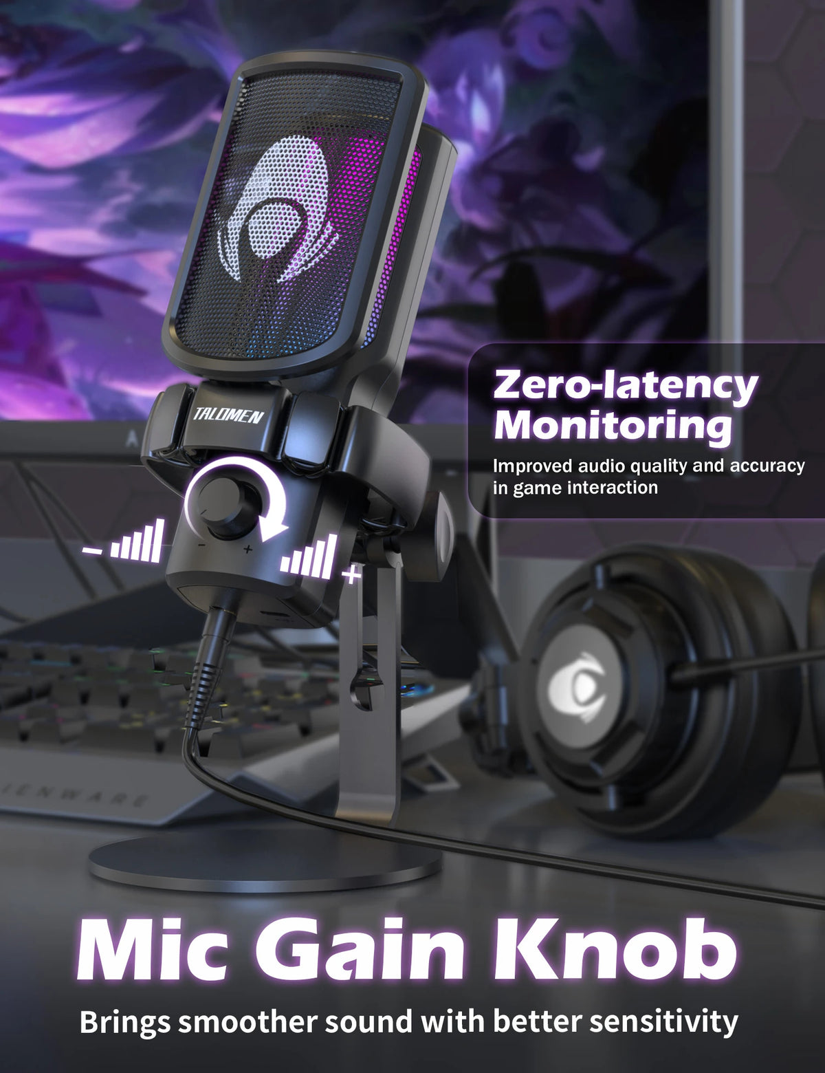 Eyans Mic Talomen EYAS | USB Microphone for PC, Podcast, Streaming, Recording, C