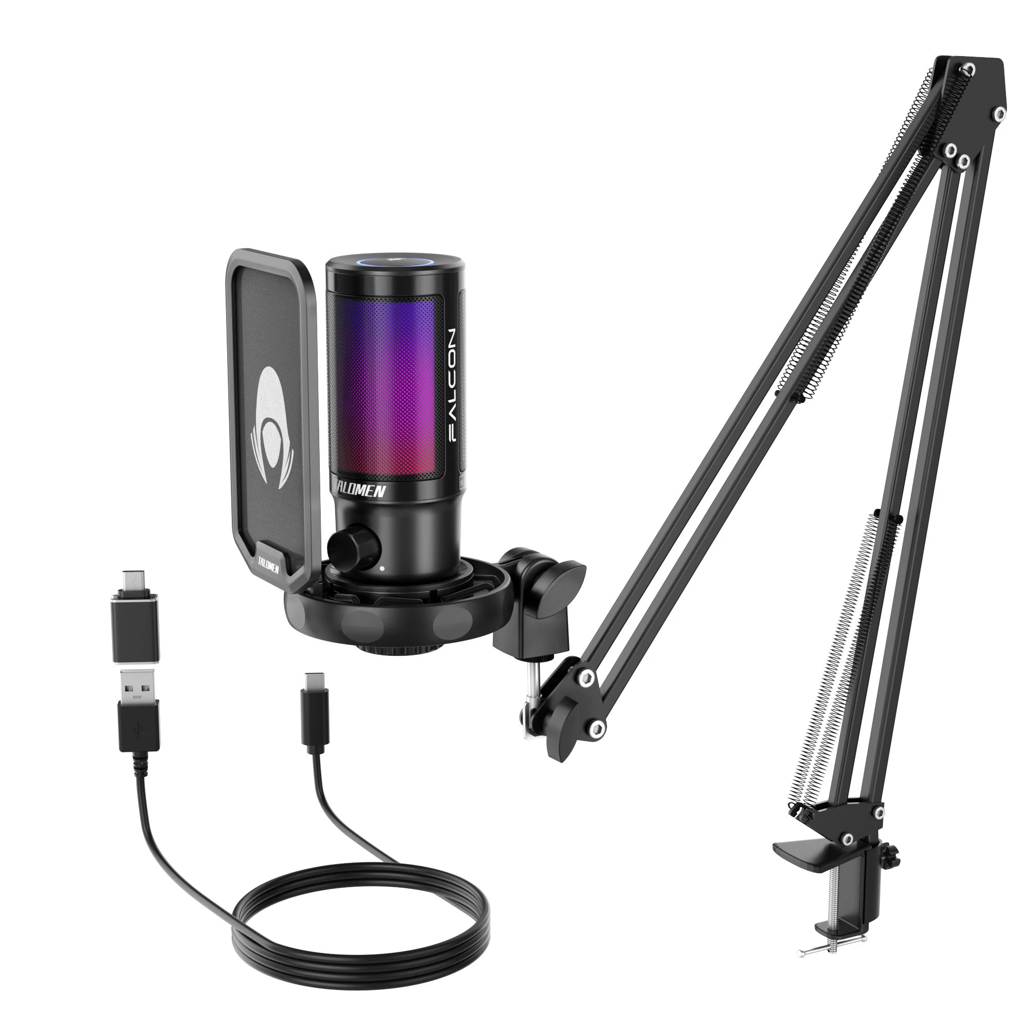 Talomen Falcon Stand | USB Gaming Microphone with Boom Arm